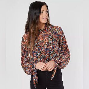 NWT Free People Cropped Top Floral All Dolled Up Shirt Blouse Size XS